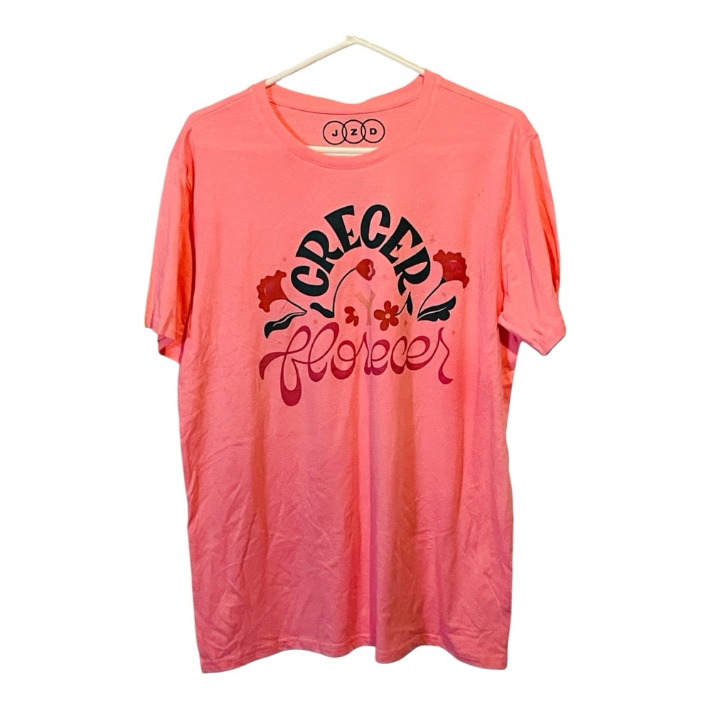 NWT JZD Women Pink Crecer Y Florecer Cultural Graphic Tee
